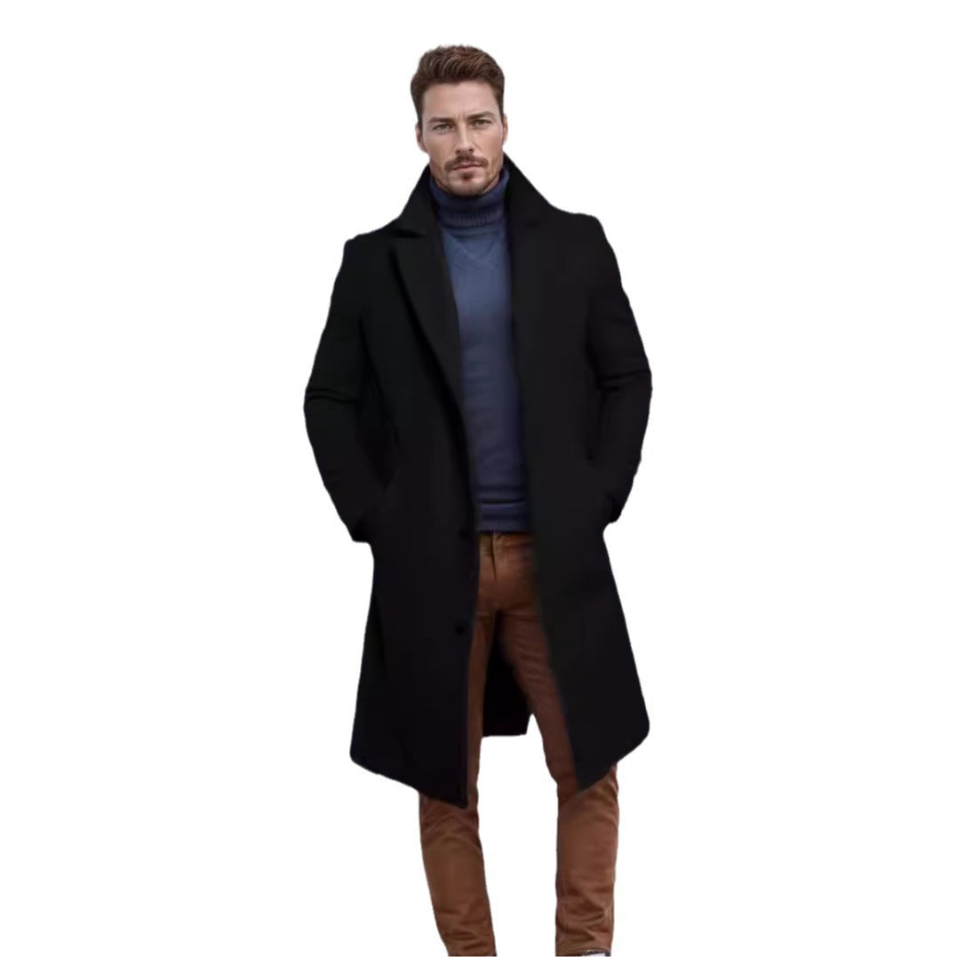 Herren Wollmantel mit strukturiertem Obermaterial – Eleganter Mantel für kühle Tage