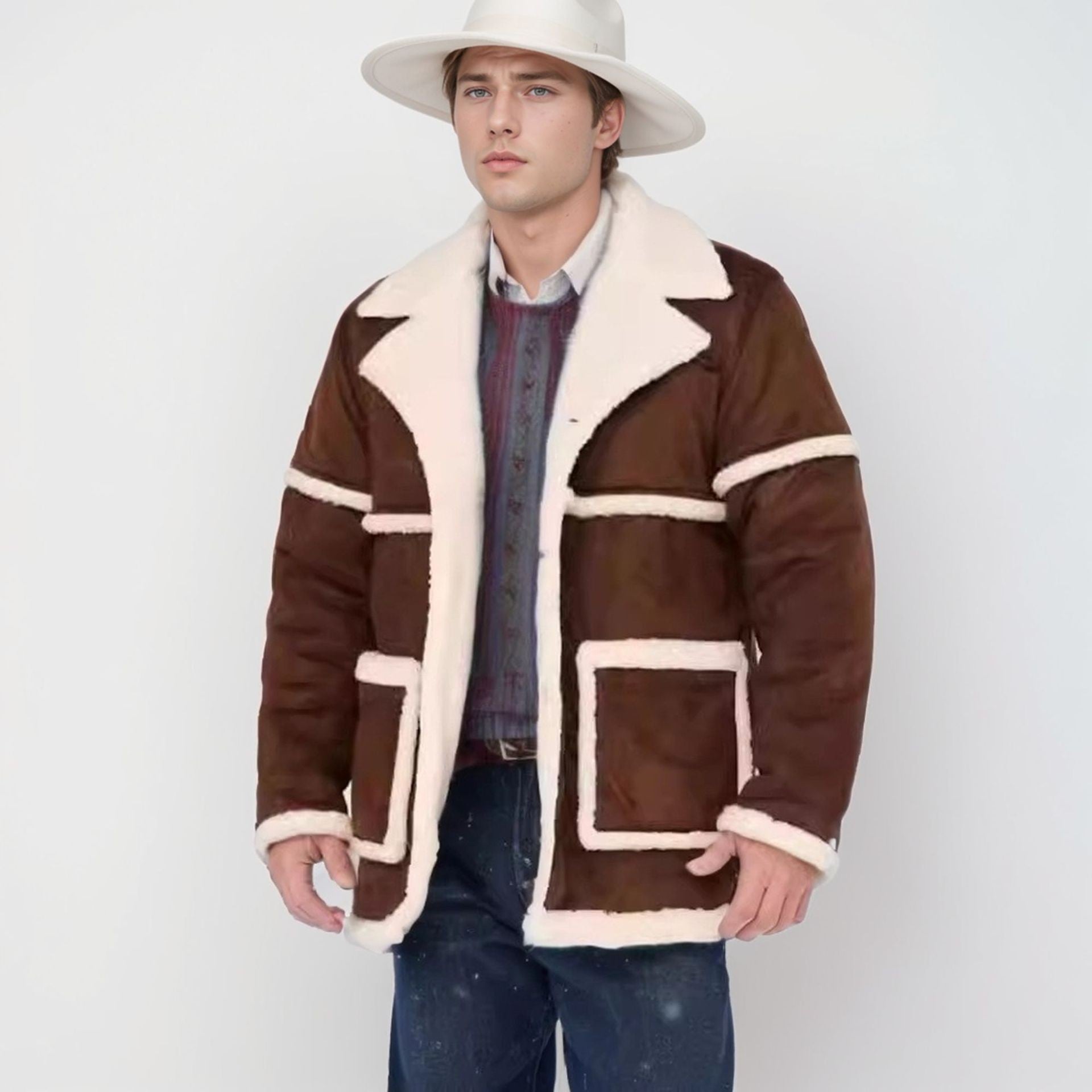 Herren gefütterte Outdoor-Jacke – Lässiger Stil mit großen Taschen für kalte Tage