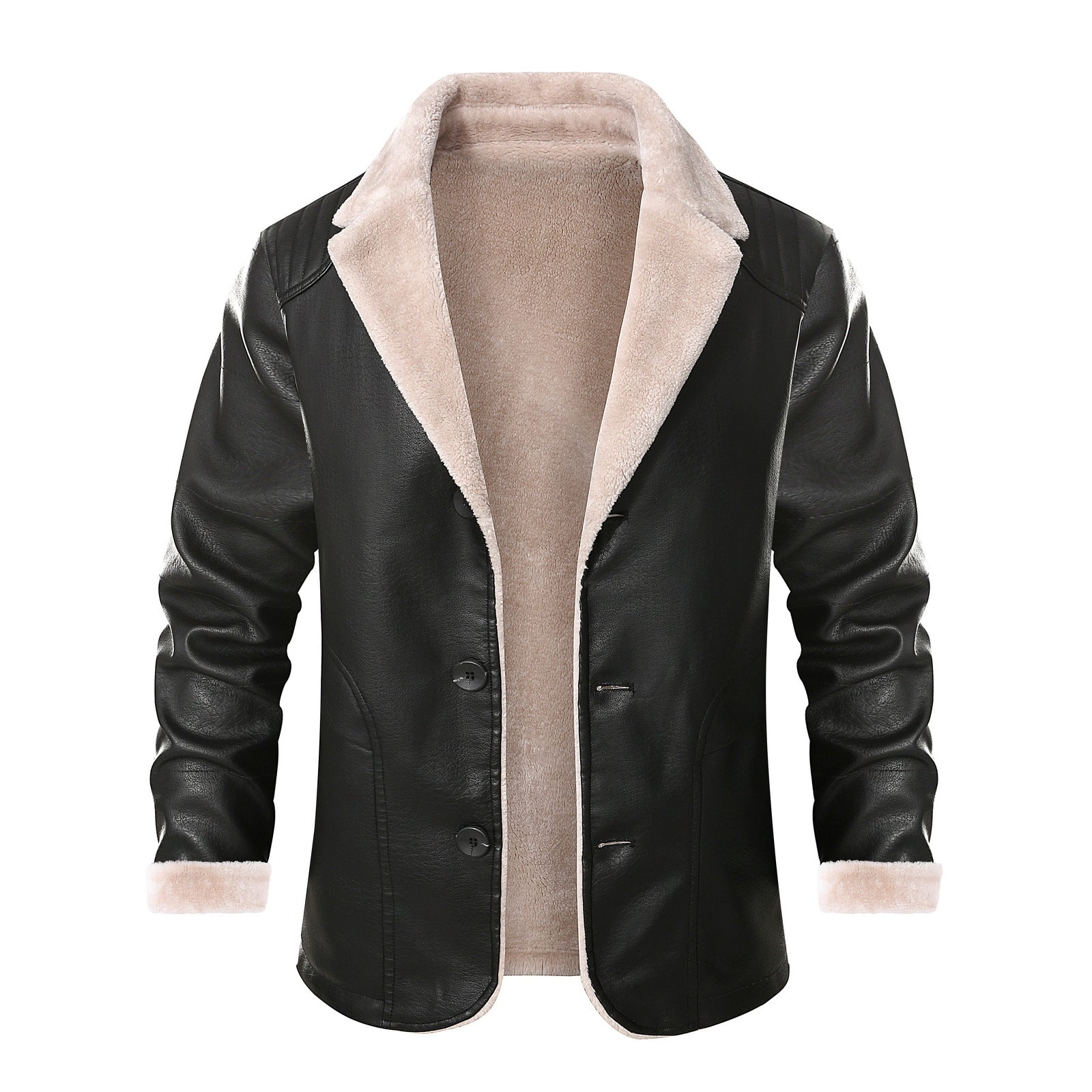 Herren schicke Lederjacke mit warmem Innenfutter und elegantem Kragen