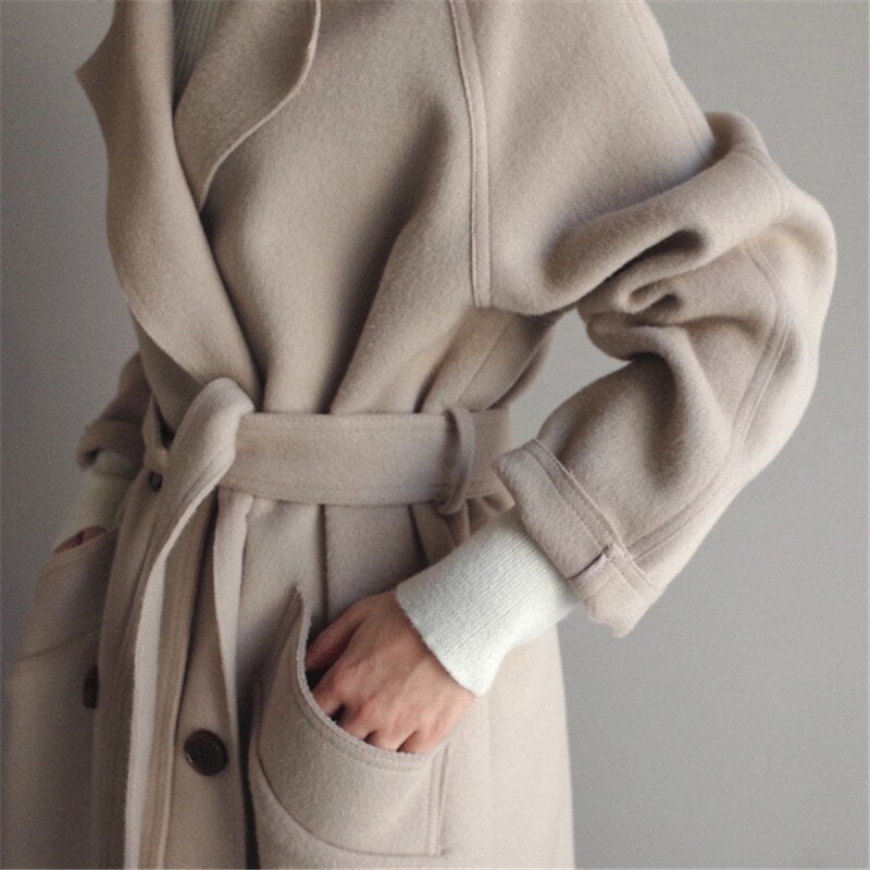 Damen Mantel mit Gürtel – Elegante, warme Langjacke für Herbst und Winter