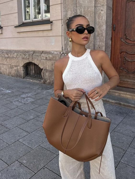 Damen Vintage Tote Bag – Geräumige Ledertasche mit elegantem, zeitlosem Design