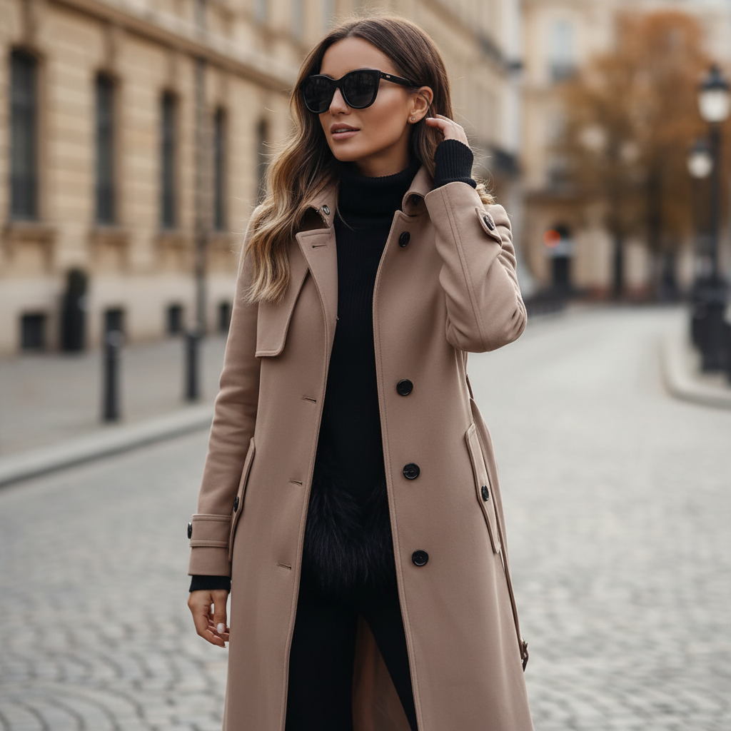 Damen Trenchcoat – Wasserdicht, elegant und mit Gürtel für feminine Passform