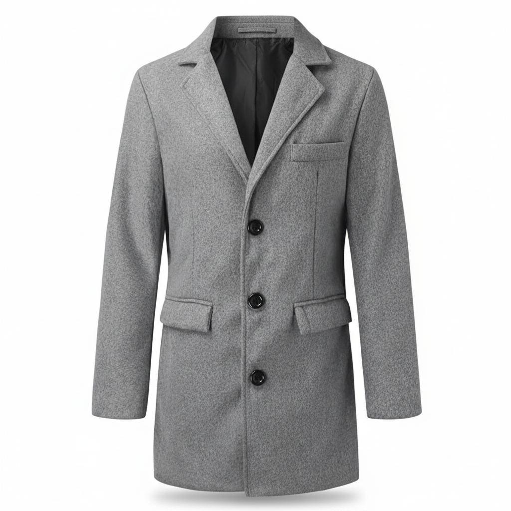 Eleganter Herren Wintermantel aus Wollmischung – Klassisches Design mit Revers